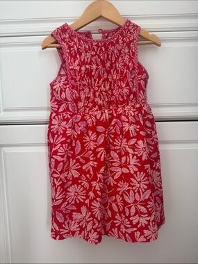 NWT Zara Red Sleeveless Floral Smocked Dress